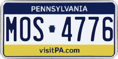 PA license plate MOS4776