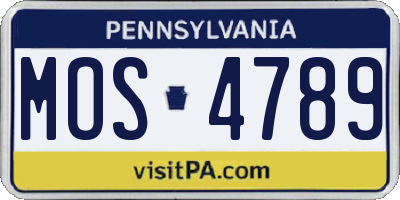 PA license plate MOS4789