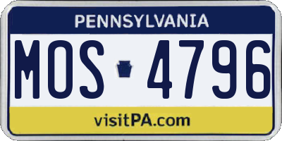 PA license plate MOS4796
