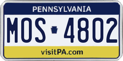 PA license plate MOS4802