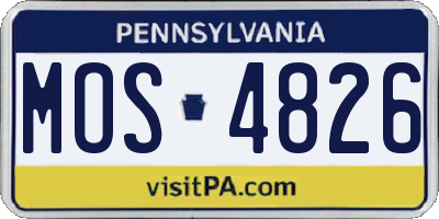 PA license plate MOS4826