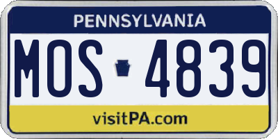 PA license plate MOS4839