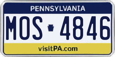 PA license plate MOS4846