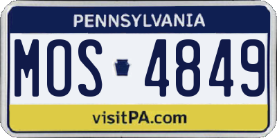 PA license plate MOS4849
