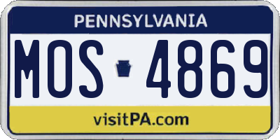 PA license plate MOS4869