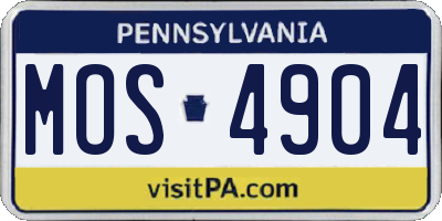 PA license plate MOS4904