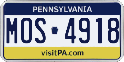 PA license plate MOS4918