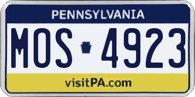 PA license plate MOS4923
