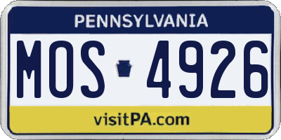 PA license plate MOS4926