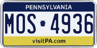 PA license plate MOS4936
