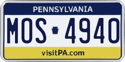 PA license plate MOS4940
