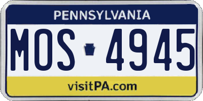 PA license plate MOS4945