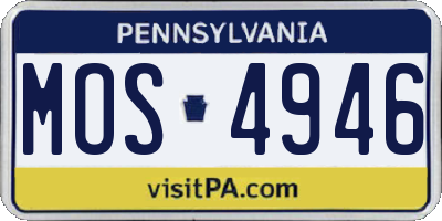 PA license plate MOS4946