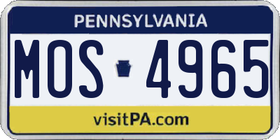 PA license plate MOS4965
