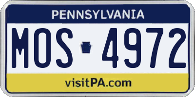 PA license plate MOS4972