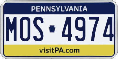 PA license plate MOS4974