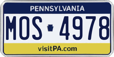 PA license plate MOS4978