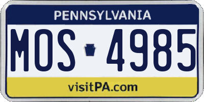 PA license plate MOS4985