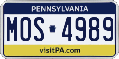 PA license plate MOS4989