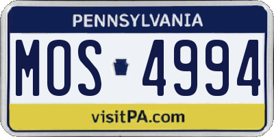 PA license plate MOS4994