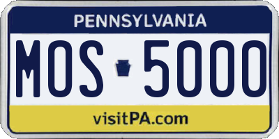 PA license plate MOS5000