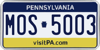 PA license plate MOS5003
