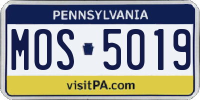 PA license plate MOS5019