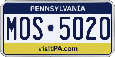 PA license plate MOS5020