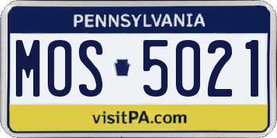 PA license plate MOS5021