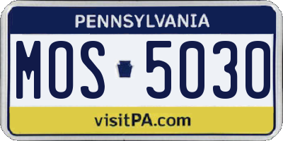 PA license plate MOS5030