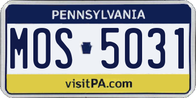 PA license plate MOS5031