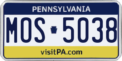 PA license plate MOS5038