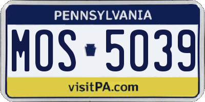 PA license plate MOS5039