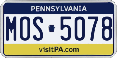 PA license plate MOS5078