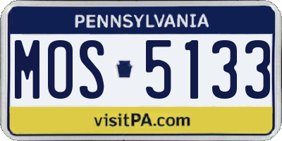 PA license plate MOS5133