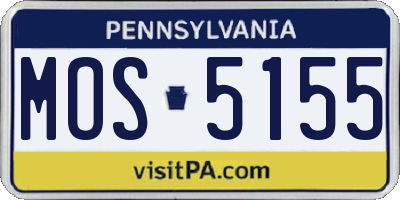PA license plate MOS5155