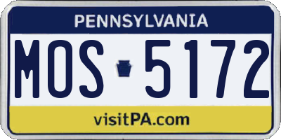 PA license plate MOS5172