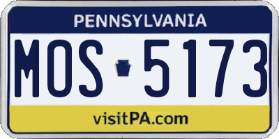 PA license plate MOS5173