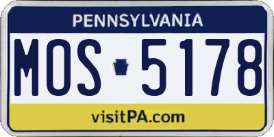 PA license plate MOS5178