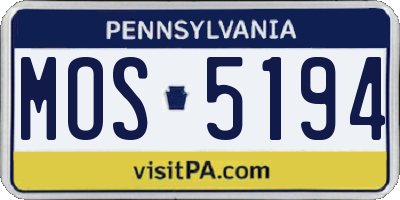 PA license plate MOS5194