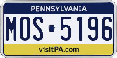PA license plate MOS5196