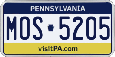 PA license plate MOS5205