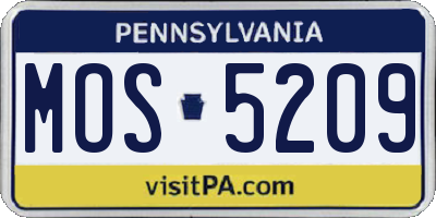PA license plate MOS5209