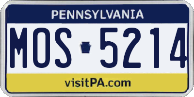 PA license plate MOS5214