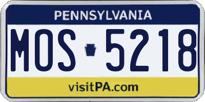 PA license plate MOS5218