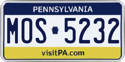PA license plate MOS5232