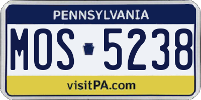 PA license plate MOS5238