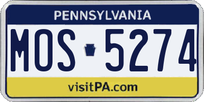 PA license plate MOS5274