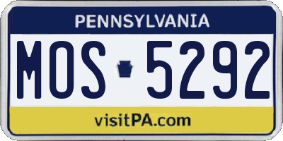 PA license plate MOS5292