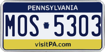 PA license plate MOS5303